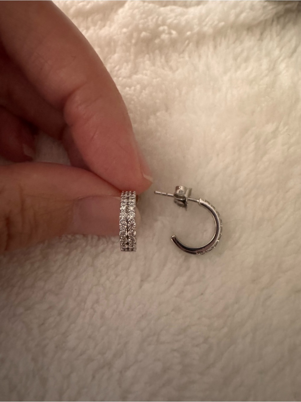 Classic Silver Crystal Huggie Hoop Earrings